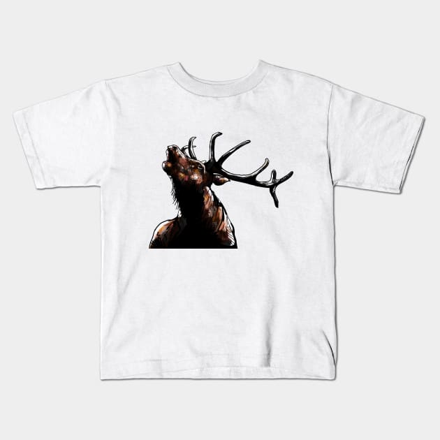 Stag Deer Kids T-Shirt by JuicyCreations